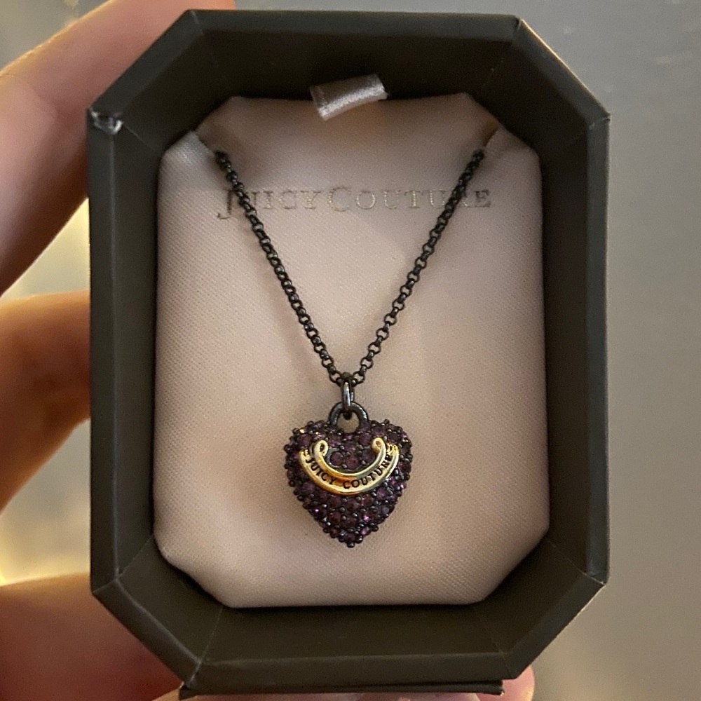 Juicy Couture Purple Pave Heart Wish Necklace